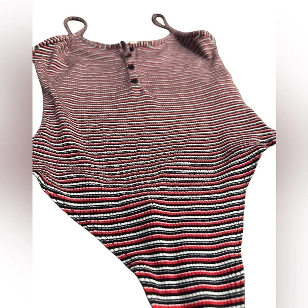 Garage Red, Blue, and White Stripes Body Suit Sleeveless Small - Picture 2 of 8